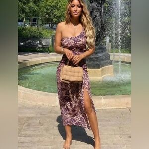 ZARA Coord Matching Skirt Set | Sarong set Beach Pool Purple One-Shoulder